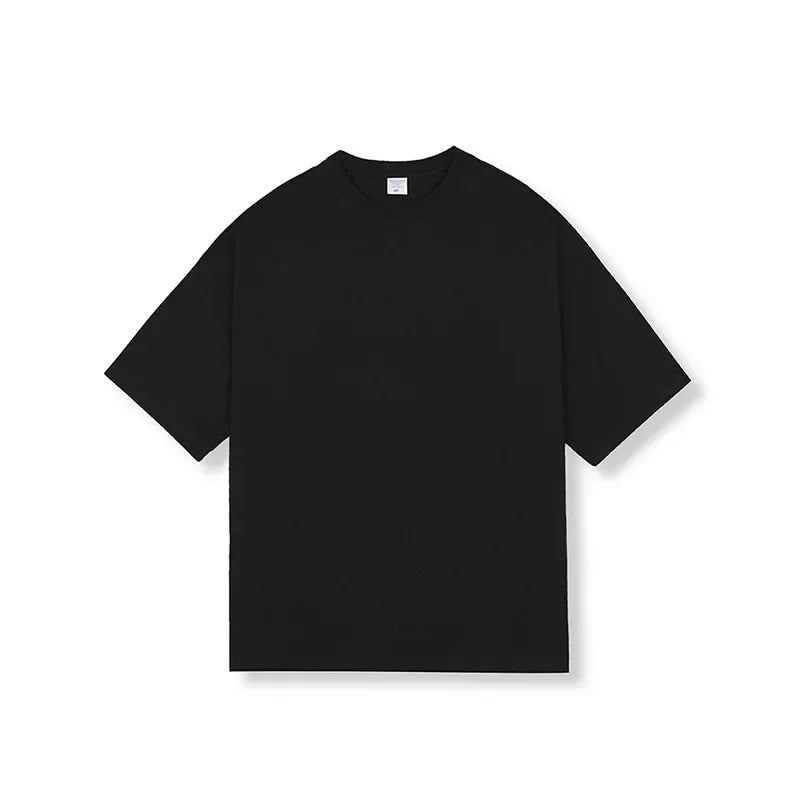Men Cotton Short Sleeved Loose T-shirt Black