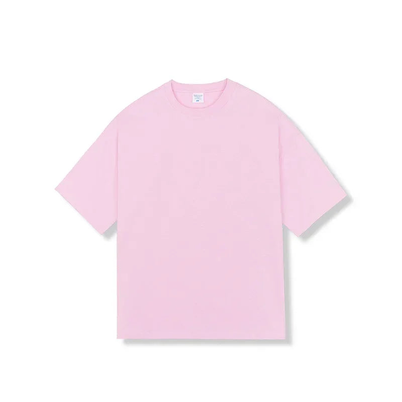 Men Cotton Short Sleeved Loose T-shirt Pink